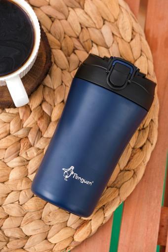 Penguen Termos Mug 400 Ml - Paslanmaz Çelik, Pipetli Ve Doğrudan İçme Kapaklı