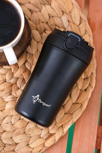 Penguen Termos Mug 400 Ml - Paslanmaz Çelik, Pipetli Ve Doğrudan İçme Kapaklı