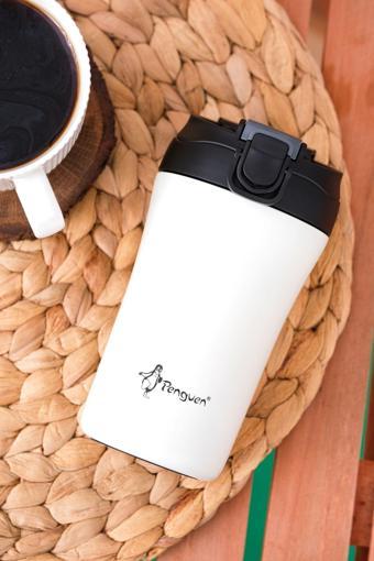Penguen Termos Mug 400 Ml - Paslanmaz Çelik, Pipetli Ve Doğrudan İçme Kapaklı