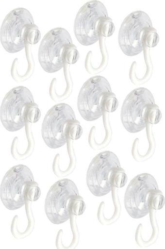 Askılı Vantuz Öpücük 4 Cm 12 Adet Büyük Kancalı Cam Vantuzu Pvc Vantuz Mutfak Banyo Pencere ve Kapı Camı Vantuzu