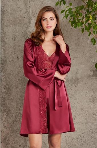 Pierre Cardin 4lü Gecelik Çeyiz Takım Bordo