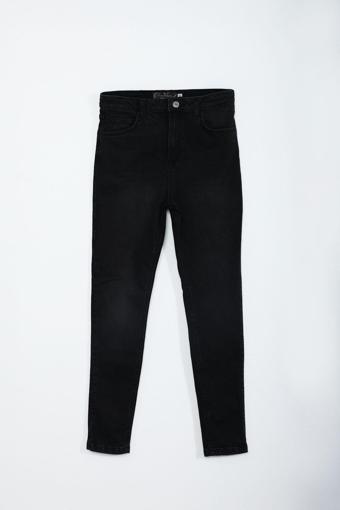 Kadın Yüksek Bel Dar Paça Skinny Fit Antrasit Jean Pantolon