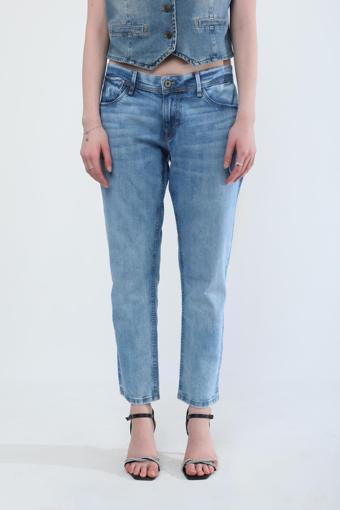 Kadın Likralı Straight Fit Jean Pantolon Mavi
