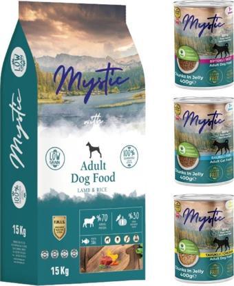 Mystic Kuzu Etli Köpek Maması 15 kg + 3 Adet Konserve