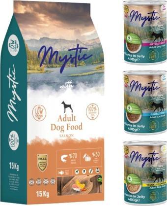 Mystic Somonlu Köpek Maması 15 kg + 3 Adet Konserve