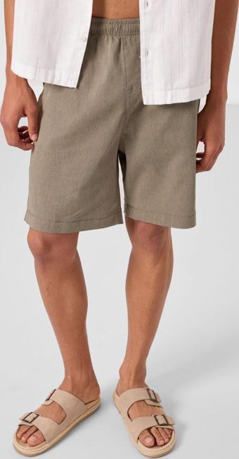 Camel Standart Fit Dokuma Hafif Esnek Chino Erkek Şort - 81293