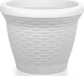 Omnipazar SO-HS05 Plastik Hasır Desenli Dekoratif Saksı 25 Litre No 5