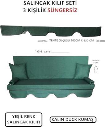 3 Kişilik Lüks Salıncak Kılıf Seti Süngersiz Yeşil 164*47