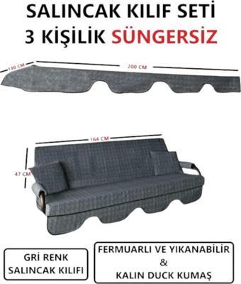 3 Kişilik Lüks Salıncak Kılıf Seti Süngersiz Siz Gri Desenli 164*47