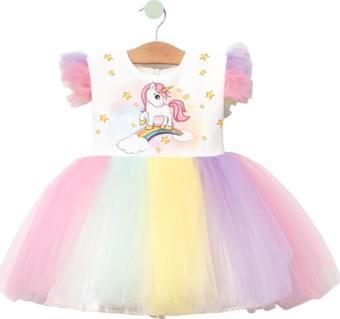 Baskılı UNICORN Kız Elbise 1/4 yaş