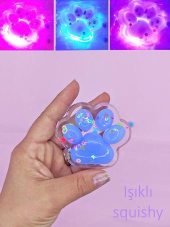 Işıklı Pati Squishy Pullu Yumuşacık 6 cm Pati Sukuşi - Mavi