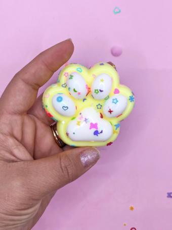 Pati Taba Squishy Kedi Pati Sıkma 7 cm Pullu Pati Sukuşi - Sarı