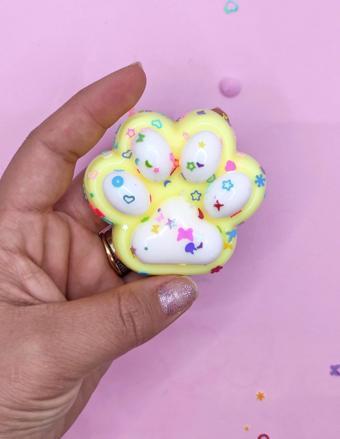 Pati Taba Squishy Kedi Pati Sıkma 7 cm Pullu Pati Sukuşi - Sarı