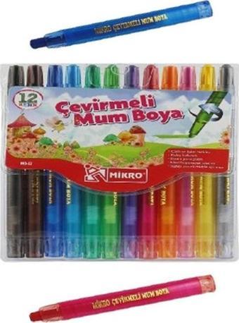 12 Renk Çevirmeli Mum Boya 1 Paket 12 Li Mumboya Çevirmeli Kısa Boy Okul Kreş Ana Sınıfı Okul Öncesi