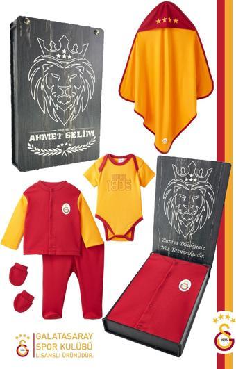 Galatasaray Orijinal Hastane Çıkış Seti 6'lı Set Kişiye Özel Hediyelik Ahşap Kutulu