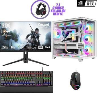 Dragos DRx7272  Ryzen 5 7600 16GB DDR5 Ram 1TB NVMe 8GB RTX4060 27 İnç 240Hz Curved Sıvı Soğutmalı O