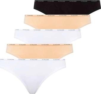 U.S. Polo Assn. Kadın 5'li Slip (Siyah-Beyaz-Ten-Beyaz-Ten)