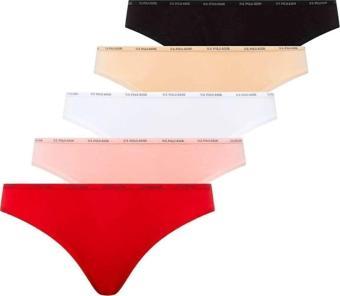 U.S. Polo Assn. Kadın 5'li Slip (Kırmızı-Somon-Ten-Beyaz-Siyah)