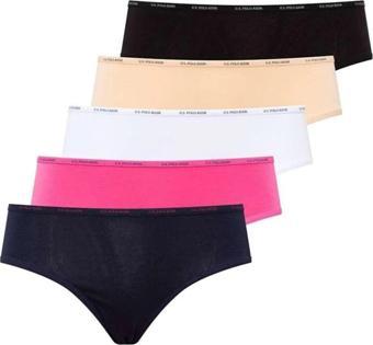 U.S. Polo Assn. Kadın 5'li Yüksek Bel Slip (Lacivert-Fuşya-Ten-Beyaz-Siyah)