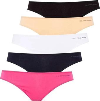 U.S. Polo Assn. Kadın 5'li Kıl Lastikli Slip (Lacivert-Fuşya-Ten-Beyaz-Siyah)