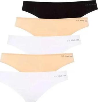 U.S. Polo Assn. Kadın 5'li Brazilian Slip (Siyah-Beyaz-Ten-Beyaz-Ten)