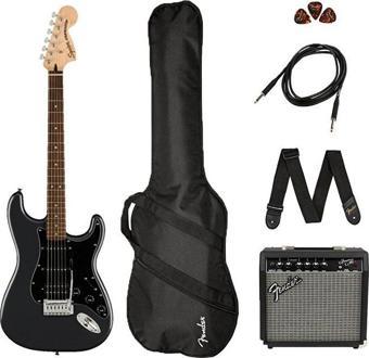 SQUİER AFFİNİTY HSS FRONTMAN 15G AMP CHARCOAL FROST EMTALLİC ELEKTRO GİTAR SETİ