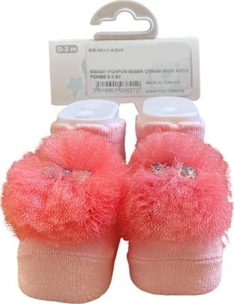 Bibaby Ponpon Bebek Çorabı 68337 Koyu Pembe 0-3 Ay