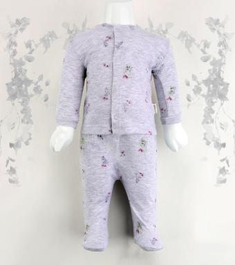 Sebi Bebe 2'li Güllü Raporlu Patikli Pijama Takımı 1110 Lila 0-3 Ay