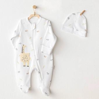 Andywawa Little King Bebek Tulum Takım AC25803 Beyaz 3-6 Ay