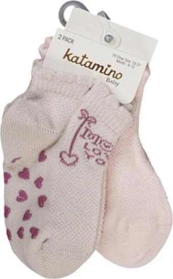 Katamino Kitkat 2'li Abs Kız Bebek Çorabı 20407 Lila - Pembe 18-24 Ay