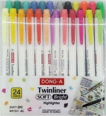 Dong-A Donga Twınlıner Soft Bright 24 Renk Fosforlu Çift Taraflı