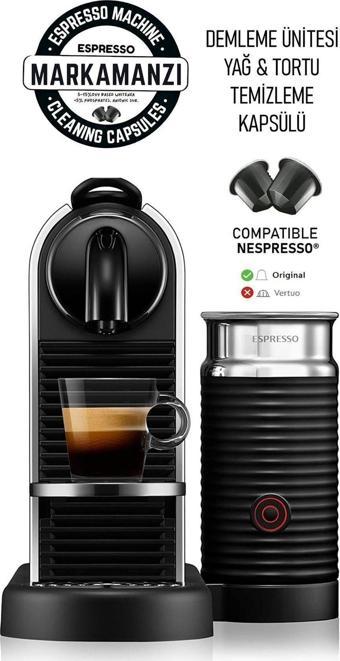 Markamanzi Kapsül Espresso Kahve Makineleri Yağ Ve Tortu Temizleme Kapsülü 2 Adet | Nespresso Uyumlu