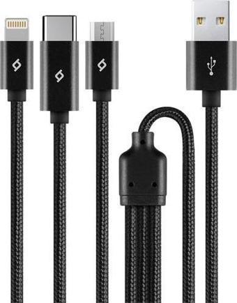 Ttec 2DK39S AlumiCable Trio Şarj Kablosu 1mt. USB-A - USB-C / Lightning / Micro USB