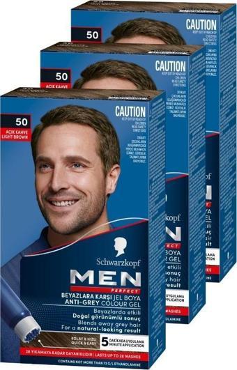 Schwarzkopf Men Perfect Erkek Saç Boyası 50 - Açık Kahve 3 Adet