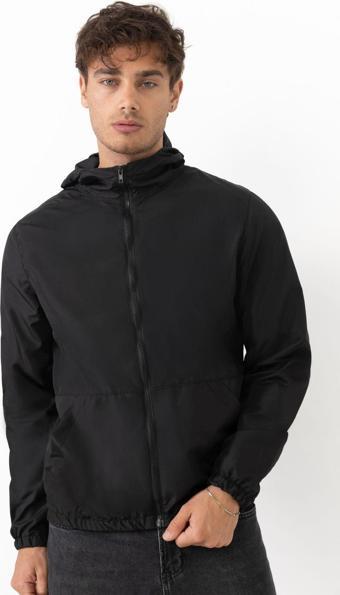 Erkek Kapüşonlu Su Ve Rüzgar Geçirmez Astarlı Oversize Yağmurluk