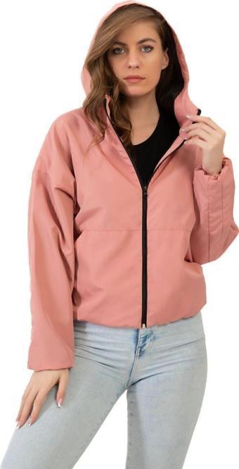Kadın Kapüşonlu Su Ve Rüzgar Geçirmez Oversize Yağmurluk - Rüzgarlık