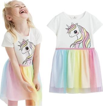 Unicorn Kız Çocuk Tüllü Elbise