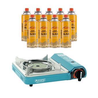 Orcamp Seramik Pro Portatif Kamp Ocağı Mavi + 9 Evolite 227 gr Gaz Kartuşu EVO-007-A8