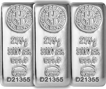 RimaGold 3 Adet NadirGold 250 Gr Gümüş Külçe