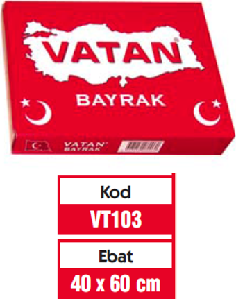 Vatan Masa Bayrağı Türk %100 Polyester 40x60