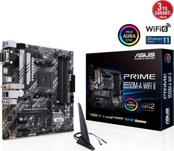 ASUS Prıme B550m-a Wıfı Iı Amd B550 Am4 Ddr4 4866 Hdmı Dvı Vga Çift M2 Usb3.2 Ax Wifi