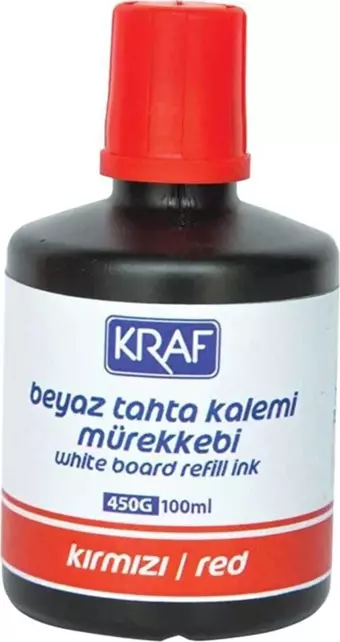 KRAF 100ml Beyaz Tahta Kırmızı Kalem Mürekkep