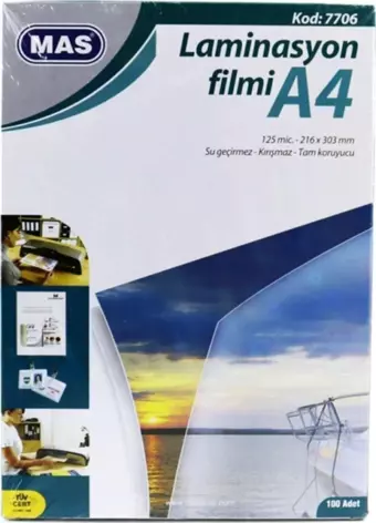 Mas Laminasyon Filmi- 125 Mikron A4 100'lü Paket