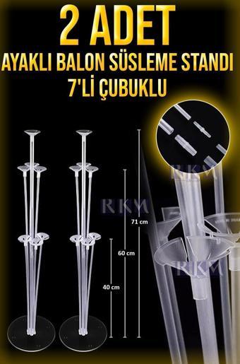 Rkmstore 2 Adet Balon Süsleme Standı 7'Li Çubuklu Ikili Set Ayaklı Balon Standı