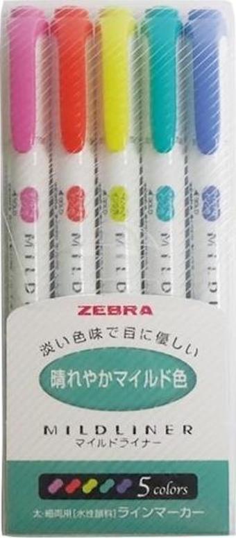 Zebra Mildliner Fosforlu Kalem 5 Li Set Canlı Renkler (WKT7-5C-HC)