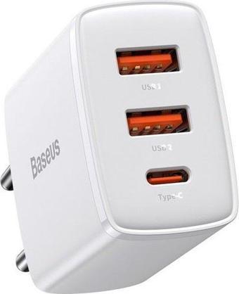 Baseus Compact Quick Charger 2U+C 30W EU Beyaz