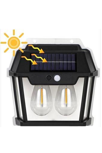 Tafce Suya Dayanıklı Hareket Sensörlü Güneş Enerjili Solar Led Dış Mekan Bahçe Lambası Çift Ampul