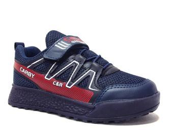 Carby Lacivert Kırmızı Beyaz Cırtlı Sneakers Spor Ayakkabı