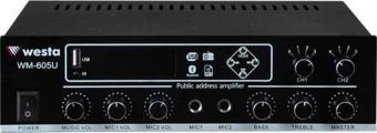 Westa WM-605U USB-Bluetooth 2 Bölgeli 2 Mikrofon Girişli 100 Watt Trafolu Anfi