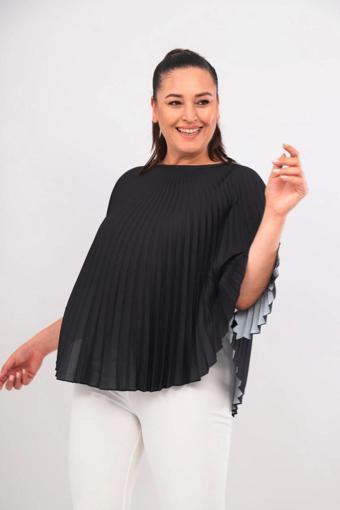 3310 SİYAH BÜYÜK BEDEN SİYAH PLİSELİ JESSICA KUMAŞ